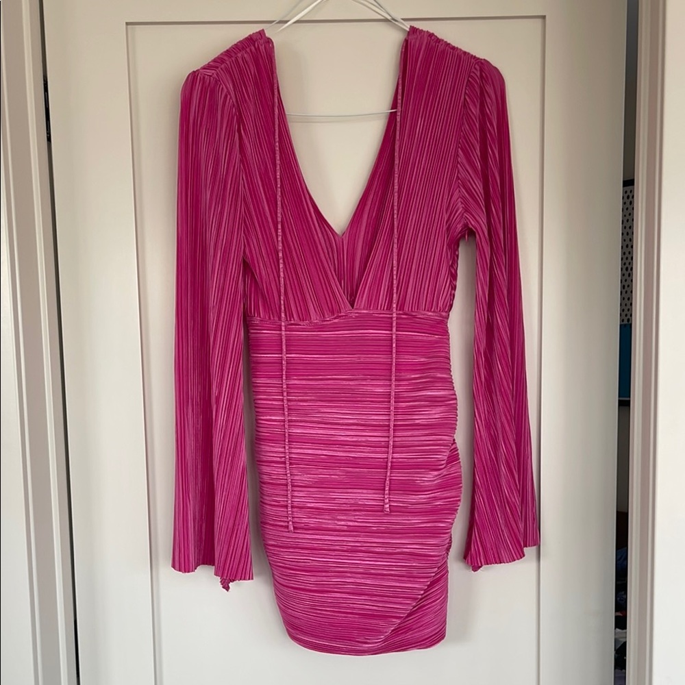 Elegant Pink Open Back Ruched Hello Molly Dress